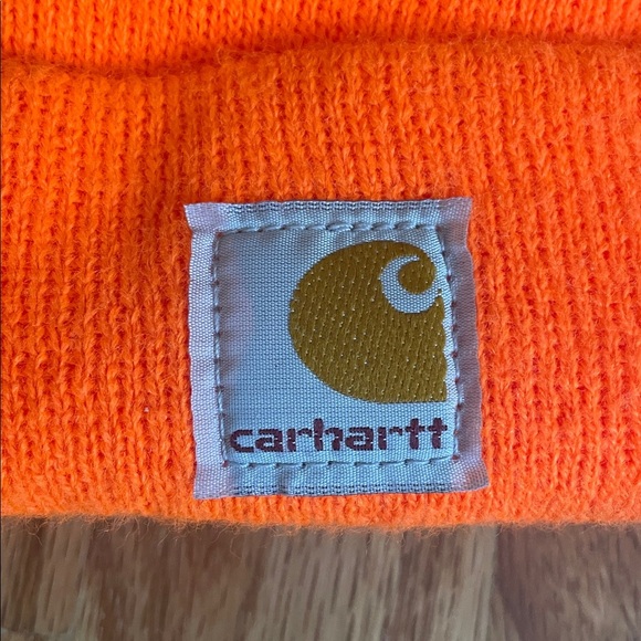 Carhartt Bright Orange Toddler Kids' Beanie Acrylic Made in USA Hunter EUC - Picture 5 of 5
